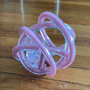 Pink Glass Knot Sculpture